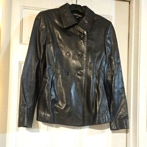 Anne Klein Vintage Leather Double Breasted Jacket.